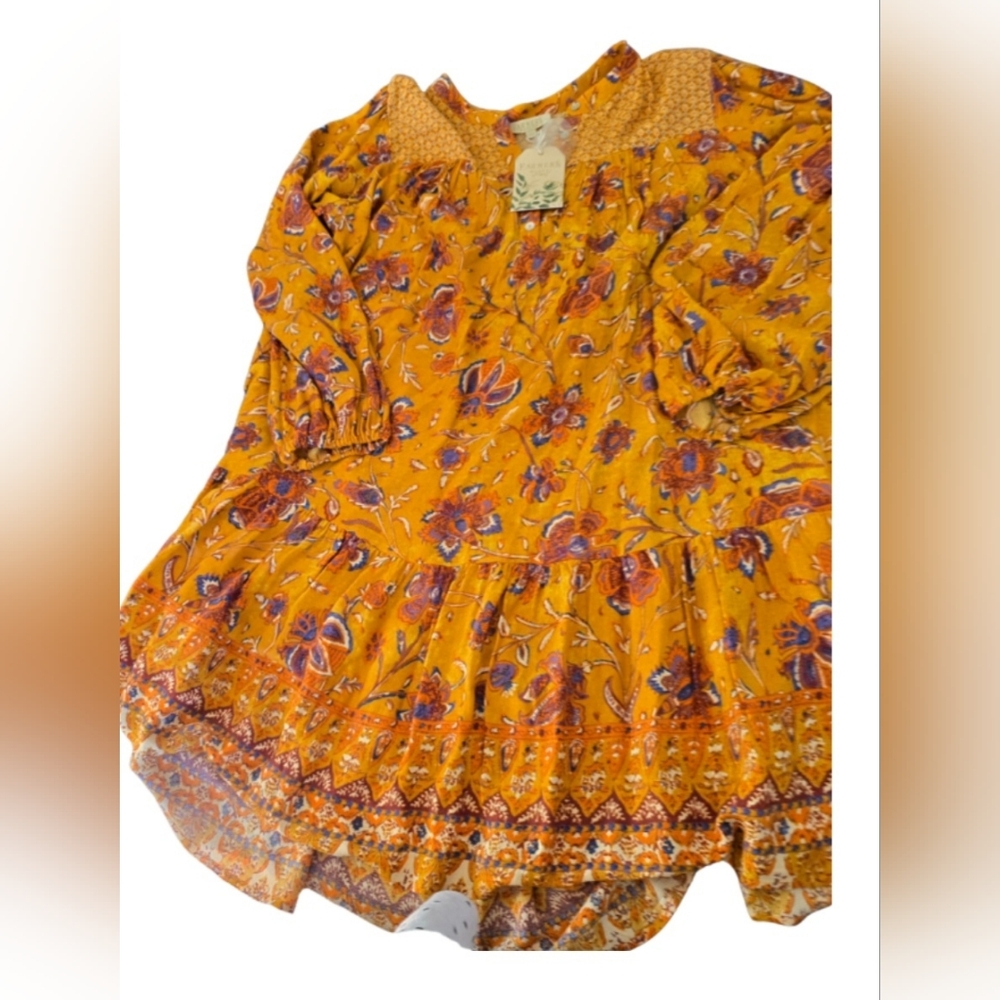 NWT Farmers Market Kohl's Dress Size XL Mixed Print Boho Floral Blouson Flowy - Picture 4 of 15